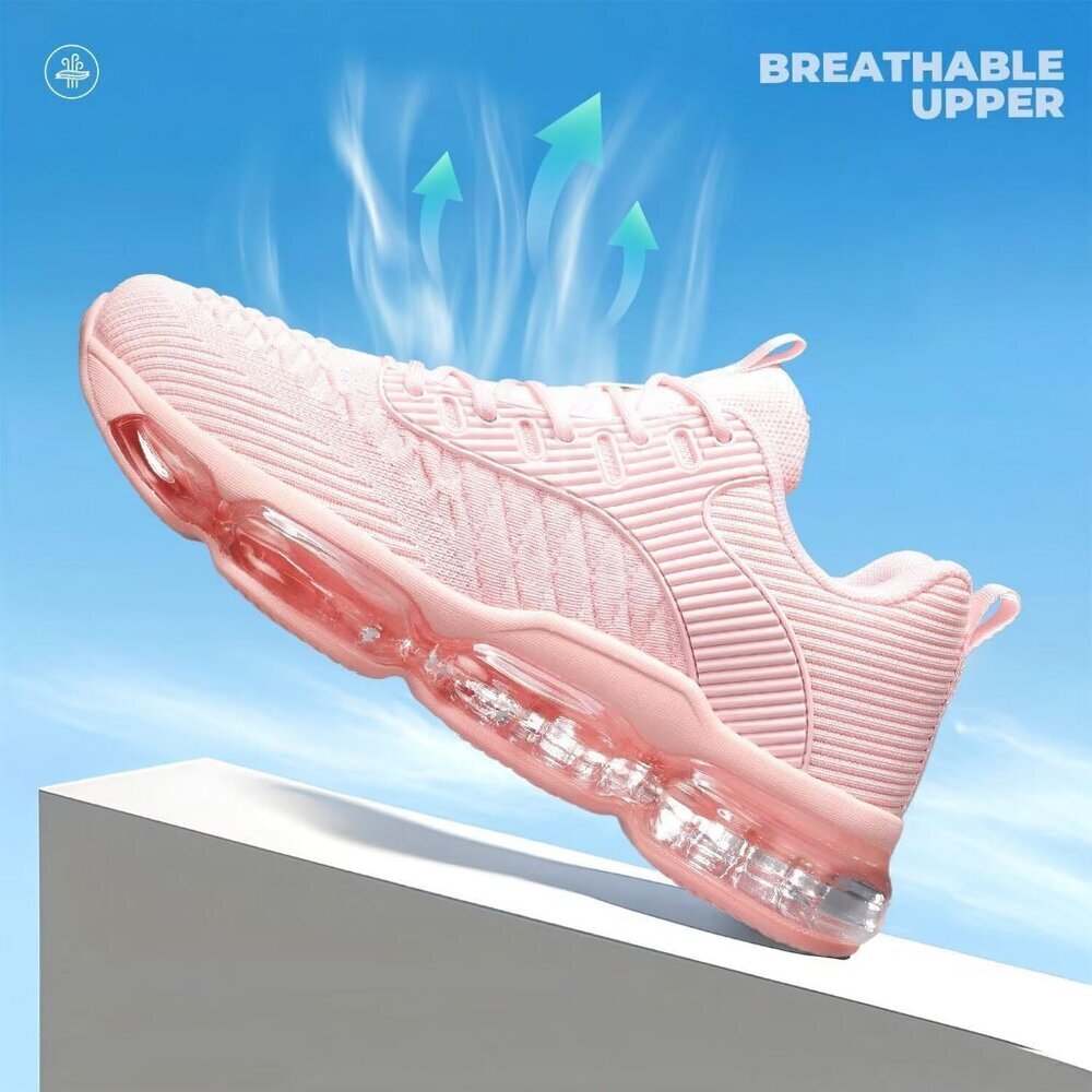 Women's Pink Running Shoes Air Cushion Basketball Sneakers Tennis Breathable - Picture 4 of 7